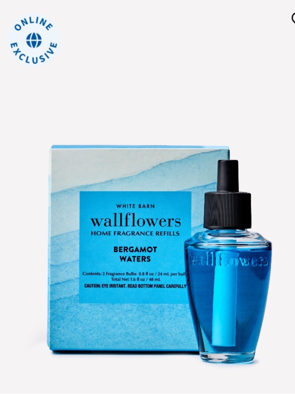 2-Pack “BERGAMOT WATERS” Wallflowers Home Fragrance Refills B&BW, 0.8 fl oz, NIB